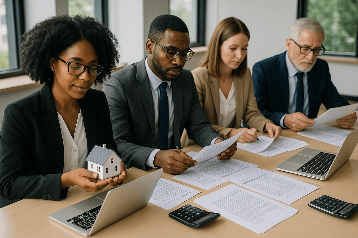 Infographic detailing core financial requirements for business loan eligibility including credit score, debt coverage, cash flow, and down payment.
