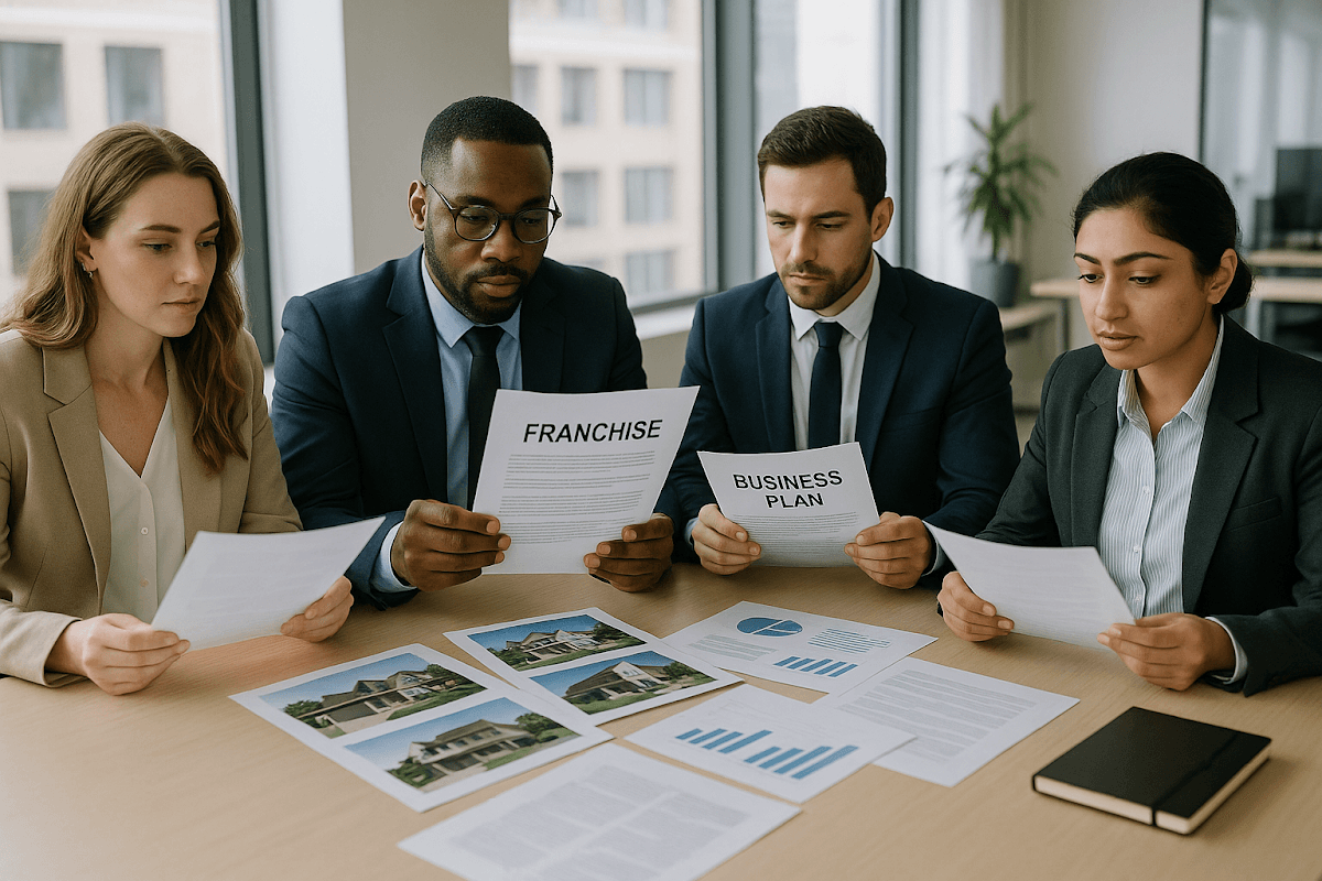 Infographic showing smart preparation tips, key financing options, essential documentation, and common mistakes for franchise financing.