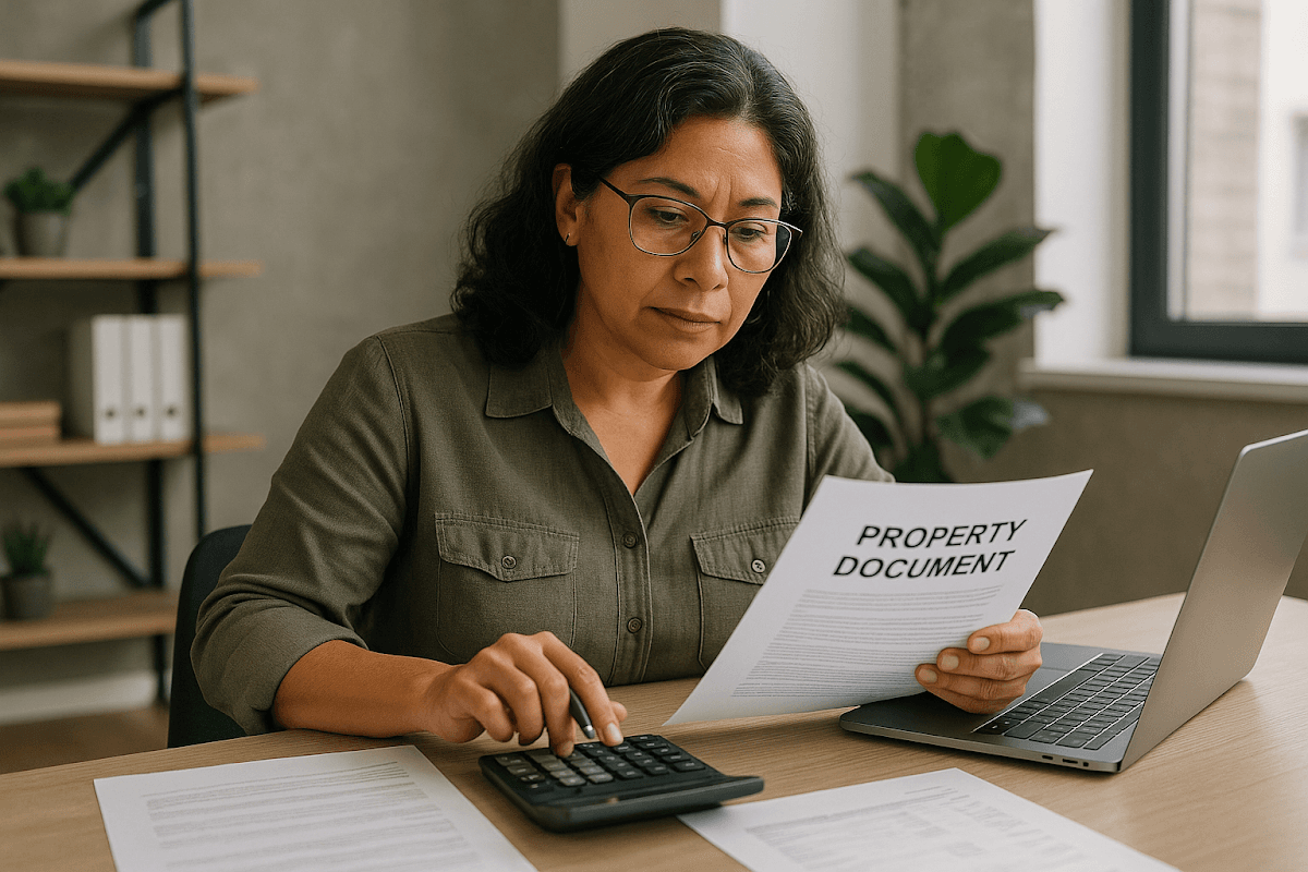 Infographic showing key features of DSCR calculation, property tax calculator, amortization schedule, and mortgage affordability assessment.