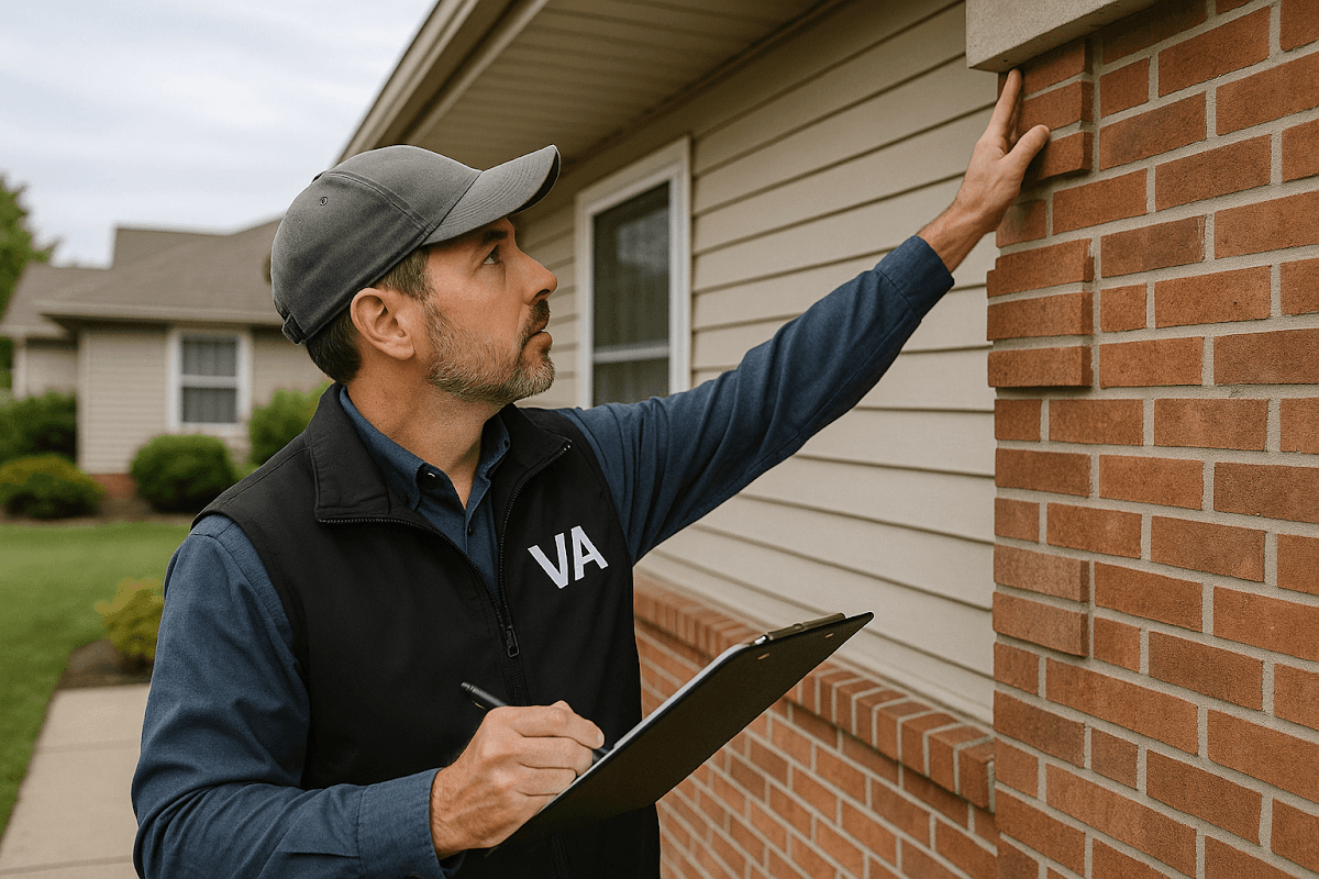 Infographic detailing safety and structural evaluations during VA loan inspections, highlighting key areas of focus.